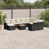 Maison Chic Seti vrtnega pohištva - Vrtna garnitura - Vrtni pohištvo set 11-delna z blazinami črn poli ratan, (21816167) | Shoptok.si