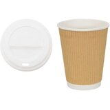  Papirnate šalice za kavu s poklopcima 1000 kom 16 oz 400 ml Smeđa | Shoptok.si