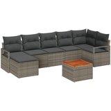 vidaXL 8 Komadni Vrtni Sofa Set s Jastučićima Sivi Poli Ratan Akacija, 2-sjedna Vrtna Sofa s Pohranom i Jastučićima Sivi Poli Ratan Cijene