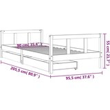  Za dječji krevet s ladicama crni 90 x 200 cm od borovine | shoptok.hr