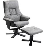 HOMCOM sprostitveni naslonjač s stolčkom mikrovlaken (100% poliester) 78D x 82,5Š x 109V cm Siva, (5000242828) | Shoptok.si