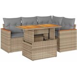  5-dijelni set vrtnih sofa s jastucima poliratan i bagrem bež | shoptok.hr