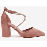Boto Pumps With Pointed Toes And Decorated Straps On A Heel Dark Beige Verithas | Shoptok.si
