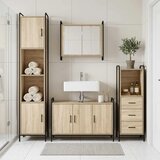  Set ormarića za kupaonicu 4 kom. Hrast sonoma 40 x 36 x 181 cm - Hrast sonoma Ormar ispod sudopera (3 vrata) + viseći ormar + ku | shoptok.hr