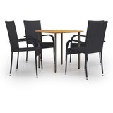 Poli 5-dijelni vrtni blagovaonski set od poliratana crni | shoptok.hr