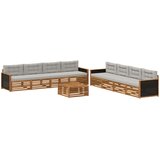  Set vanjskih sofa 9 pcs Prirodna i svjetlosiva Poliester | shoptok.hr