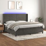 Maison Chic Box spring postelja - Vzmetna postelja z vzmetnico LED temno siva 200x200 cm žamet SL16022, (21902480) | Shoptok.si