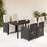  5-dijelni vrtni blagovaonski set s jastucima od poliratana crni Crna Dužina stola 150 cm | Shoptok.si