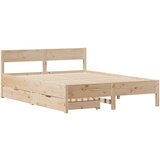 vidaXL Posteljni okvir z vzglavjem 150x200 cm trdna borovina, (21321836) | Shoptok.si