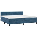  Box spring postelja z vzmetnico temno modra 200x200 cm žamet | Shoptok.si