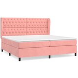 vidaXL Box spring postelja z vzmetnico roza 200x200 cm žamet, (20788859) Cene