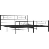  Metalni okvir kreveta uzglavlje i podnožje crni 200x200 cm | shoptok.hr