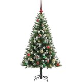 vidaXL Umjetna jelka s pantenom i pahuljicama Zelena i bijela 150 cm | shoptok.hr