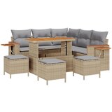 vidaXL set od 9 komada vrtnih sofa s jastučićima Bež poli ratan akacija, set od 4 komada vrtnih blagovaonskih stolica s jastučićima Bež poli ratan akacija Cijene