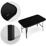 Multi Garden vrtni stol 140 × 80 cm s kaljenim staklom i otvorom za suncobran, crni | shoptok.hr