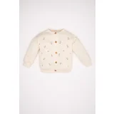 Defacto Baby Girl Crew Neck Floral Buttoned Cardigan