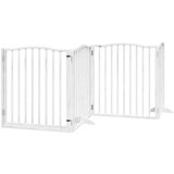 vidaXL Ograda za pse z vrati zložljiva 10 panelov bela 800 cm les | Shoptok.si