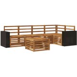 vidaXL Kotna sedežna garnitura 6 pcs Naravna Masiven les akacije, (5000283649) | Shoptok.si