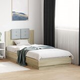 Maison Chic Posteljni okvir - Enojna postelja - Postelja za odrasle z vzglavjem in LED sonoma hrast 90x190 cm, (21697442) | Shoptok.si