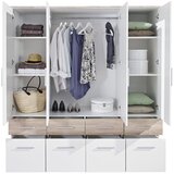 XORA omara za oblačila, bela, hrast sonoma | Shoptok.si