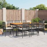  3-dijelni vrtni blagovaonski set s jastucima od poliratana crni Crna 80 cm table length | shoptok.hr