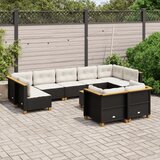vidaXL 10-dijelni set vrtnih sofa s jastucima crni od poliratana | shoptok.hr