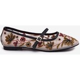 Boto Ballet Flats With Embroidery And Strap Black Lilindraen | Shoptok.si