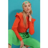 Trend Alaçatı Stili Women's Orange Frill Shoulders Half Turtleneck Sweater Cene