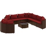  10-dijelni set vrtnih sofa od poliratana s jastucima smeđi | shoptok.hr