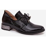 Zazoo Patent Leather Women's Low Heel Shoes with Bow 1399 Black | Shoptok.si