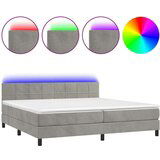  Box spring postelja z vzmetnico LED svetlo siva 200x200cm žamet, (20723917) | Shoptok.si