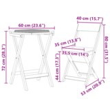 vidaXL 3-dijelni sklopivi bistro set s jastučićima od čvrstog bagremovog drva | shoptok.hr