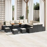 vidaXL 14 dijelni set sofe za vrt s jastucima crni poli ratan, 2 sjedala sofa za vrt s jastucima crni poli ratan, 4 dijelni set za vrt s jastucima crni poli ratan | shoptok.hr
