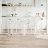 vidaXL Ograda za pse z vrati zložljiva 6 panelov bela 300cm jelka | Shoptok.si