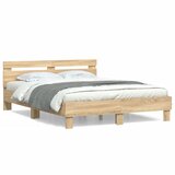 Maison Chic Posteljni okvir - Dvoposteljna postelja - Zakonska postelja z vzglavjem sonoma hrast 150x200 cm inž. les-J16406, (21767159) Cene