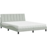 vidaXL Postelja z vzmetnico svetlo siva 160x200 cm žamet | Shoptok.si