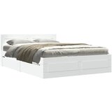 Furnova Posteljni okvir z vzglavjem bel 135x190 cm inženirski les, (21933875) | Shoptok.si