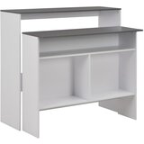vidaXL Barski stol s 2 stolne ploče bijelo-sivi 130 x 40 x 120 cm Cijene