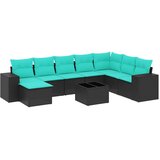 vidaXL Vrtni set od 9 dijelova s jastucima crni poliratan - Crna i plava Sa stolom 1 | shoptok.hr