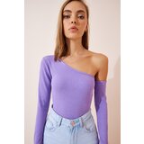  Women's Lilac Off-Shoulder Corduroy Knitted Blouse | Shoptok.si
