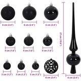  Set Božićnih Ukrasnih Kuglica 120 pcs Crna Plastika | shoptok.hr