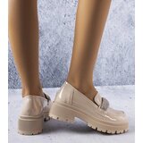 Gemre Beige patent leather shoes with rhinestones Mouss | Shoptok.si