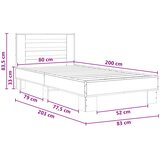  Okvir kreveta s uzglavljem Crni hrast 80 x 200 cm | shoptok.hr