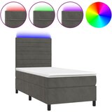 Maison Chic Box spring postelja - Vzmetna postelja z vzmetnico LED temno siva 100x200 cm žamet SL22267, (21908914) | Shoptok.si