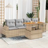  5-dijelni vrtni set sofa s jastucima bež od poliratana | shoptok.hr