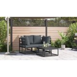 vidaXL Vrtna sedežna garnitura 3 pcs Črna 70 x 70 x 32 cm Aluminij | Shoptok.si