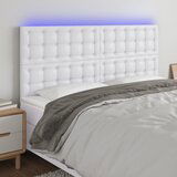 The Living Store LED posteljno vzglavje belo 200x5x118/128 cm umetno usnje - LED Vzglavje, (21659563) Cene