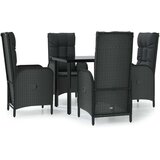  5-dijelni vrtni blagovaonski set s jastucima od poliratana crni | shoptok.hr