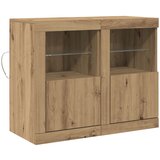 vidaXL Bočne Ormariće s LED Svjetlima 2 kom Artisan Hrast 41x37x67 cm | shoptok.hr
