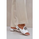 PE2 Elegant Women's Slippers On Low Heel With Decoration White Feledis | shoptok.hr